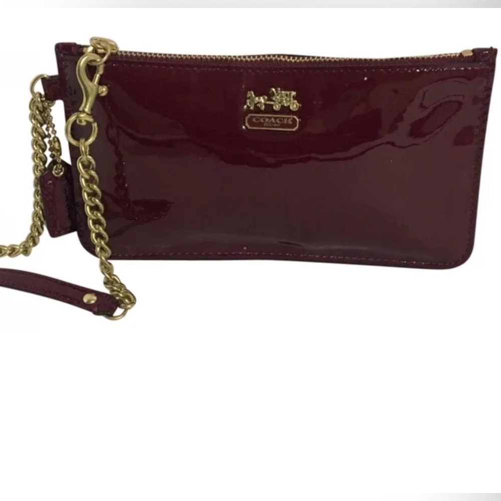 Coach Burgundy Patent Leather Wristlet